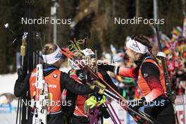 22.02.2020, Antholz, Italy (ITA): Ingrid Landmark Tandrevold (NOR), Tiril Eckhoff (NOR), Marte Olsbu Roeiseland (NOR), Synnoeve Solemdal (NOR), (l-r) - IBU World Championships Biathlon, relay women, Antholz (ITA). www.nordicfocus.com. © Manzoni/NordicFocus. Every downloaded picture is fee-liable.