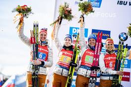 22.02.2020, Antholz, Italy (ITA): Denise Herrmann (GER), Franziska Preuss (GER), Vanessa Hinz (GER), Karolin Horchler (GER), (l-r) - IBU World Championships Biathlon, relay women, Antholz (ITA). www.nordicfocus.com. © Modica/NordicFocus. Every downloaded picture is fee-liable.