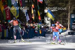 22.02.2020, Antholz, Italy (ITA): Susan Dunklee (USA), Ekaterina Yurlova-Percht (RUS), (l-r) - IBU World Championships Biathlon, relay women, Antholz (ITA). www.nordicfocus.com. © Manzoni/NordicFocus. Every downloaded picture is fee-liable.