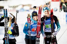 20.02.2020, Antholz, Italy (ITA): Anais Bescond (FRA), Emilien Jacquelin (FRA), (l-r) - IBU World Championships Biathlon, single mixed relay, Antholz (ITA). www.nordicfocus.com. © Modica/NordicFocus. Every downloaded picture is fee-liable.