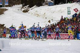 20.02.2020, Antholz, Italy (ITA): Franziska Preuss (GER), Anais Bescond (FRA), Regina Oja (EST), Hanna Oeberg (SWE), Marte Olsbu Roeiseland (NOR), (l-r) - IBU World Championships Biathlon, single mixed relay, Antholz (ITA). www.nordicfocus.com. © Manzoni/NordicFocus. Every downloaded picture is fee-liable.