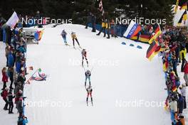 20.02.2020, Antholz, Italy (ITA): Lena Haecki (SUI), Franziska Preuss (GER), Lisa Theresa Hauser (AUT), Anais Bescond (FRA), Marte Olsbu Roeiseland (NOR), (l-r) - IBU World Championships Biathlon, single mixed relay, Antholz (ITA). www.nordicfocus.com. © Manzoni/NordicFocus. Every downloaded picture is fee-liable.