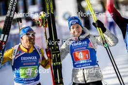 20.02.2020, Antholz, Italy (ITA): Erik Lesser (GER), Franziska Preuss (GER), (l-r) - IBU World Championships Biathlon, single mixed relay, Antholz (ITA). www.nordicfocus.com. © Modica/NordicFocus. Every downloaded picture is fee-liable.