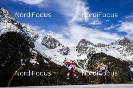 15.02.2020, Antholz, Italy (ITA): Simon Eder (AUT), Johannes Kuehn (GER), (l-r) - IBU World Championships Biathlon, sprint men, Antholz (ITA). www.nordicfocus.com. © Modica/NordicFocus. Every downloaded picture is fee-liable.