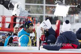 15.02.2020, Antholz, Italy (ITA): Martin Fourcade (FRA), Johannes Thingnes Boe (NOR), (l-r) - IBU World Championships Biathlon, sprint men, Antholz (ITA). www.nordicfocus.com. © Manzoni/NordicFocus. Every downloaded picture is fee-liable.