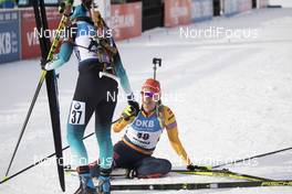 14.02.2020, Antholz, Italy (ITA): Julia Simon (FRA), Denise Herrmann (GER), (l-r) - IBU World Championships Biathlon, sprint women, Antholz (ITA). www.nordicfocus.com. © Manzoni/NordicFocus. Every downloaded picture is fee-liable.