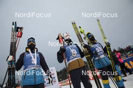 29.11.2020, Kontiolahti, Finland (FIN): Sebastian Samuelsson (SWE), Johannes Thingnes Boe (NOR), Martin Ponsiluoma (SWE), (l-r) -  IBU world cup biathlon, sprint men, Kontiolahti (FIN). www.nordicfocus.com. © Manzoni/NordicFocus. Every downloaded picture is fee-liable.