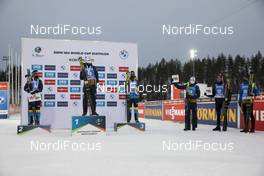 29.11.2020, Kontiolahti, Finland (FIN): Sebastian Samuelsson (SWE), Johannes Thingnes Boe (NOR), Martin Ponsiluoma (SWE), Vetle Sjaastad Christiansen (NOR), Jakov Fak (SLO), Quentin Fillon Maillet (FRA), (l-r) -  IBU world cup biathlon, sprint men, Kontiolahti (FIN). www.nordicfocus.com. © Manzoni/NordicFocus. Every downloaded picture is fee-liable.