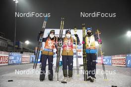 06.12.2020, Kontiolahti, Finland (FIN): Marte Olsbu Roeiseland (NOR), Tiril Eckhoff (NOR), Hanna Oeberg (SWE), (l-r) -  IBU World Cup Biathlon, pursuit women, Kontiolahti (FIN). www.nordicfocus.com. © Manzoni/NordicFocus. Every downloaded picture is fee-liable.