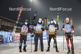 06.12.2020, Kontiolahti, Finland (FIN): Sturla Holm Laegreid (NOR), Vetle Sjaastad Christiansen (NOR), Tarjei Boe (NOR), Johannes Thingnes Boe (NOR), (l-r) -  IBU World Cup Biathlon, relay men, Kontiolahti (FIN). www.nordicfocus.com. © Manzoni/NordicFocus. Every downloaded picture is fee-liable.