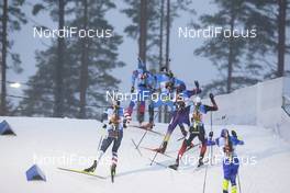 06.12.2020, Kontiolahti, Finland (FIN): Matvey Eliseev (RUS), Emilien Jacquelin (FRA), Sean Doherty (USA), Sturla Holm Laegreid (NOR), David Komatz (AUT), (l-r) -  IBU World Cup Biathlon, relay men, Kontiolahti (FIN). www.nordicfocus.com. © Manzoni/NordicFocus. Every downloaded picture is fee-liable.