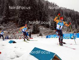 12.12.2020, Hochfilzen, Austria (AUT): Benedikt Doll (GER), Johannes Kuehn (GER), Erik Lesser (GER), (l-r) -  IBU World Cup Biathlon, pursuit men, Hochfilzen (AUT). www.nordicfocus.com. © Manzoni/NordicFocus. Every downloaded picture is fee-liable.