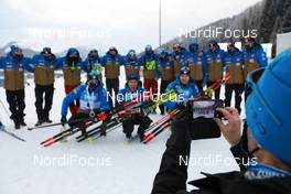 12.12.2020, Hochfilzen, Austria (AUT): Emilien Jacquelin (FRA), Quentin Fillon Maillet (FRA), Fabien Claude (FRA), (l-r) -  IBU World Cup Biathlon, pursuit men, Hochfilzen (AUT). www.nordicfocus.com. © Manzoni/NordicFocus. Every downloaded picture is fee-liable.