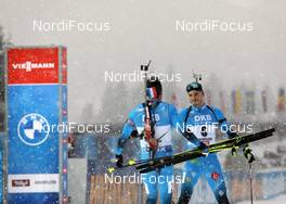 12.12.2020, Hochfilzen, Austria (AUT): Emilien Jacquelin (FRA), Quentin Fillon Maillet (FRA), (l-r) -  IBU World Cup Biathlon, pursuit men, Hochfilzen (AUT). www.nordicfocus.com. © Manzoni/NordicFocus. Every downloaded picture is fee-liable.