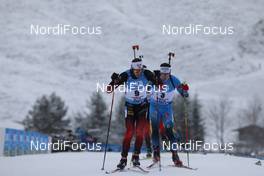 12.12.2020, Hochfilzen, Austria (AUT): Sturla Laegreid (Holm), Fabien Claude (FRA), (l-r) -  IBU World Cup Biathlon, pursuit men, Hochfilzen (AUT). www.nordicfocus.com. © Manzoni/NordicFocus. Every downloaded picture is fee-liable.