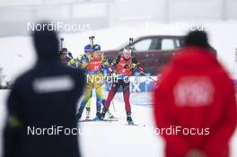 13.12.2020, Hochfilzen, Austria (AUT): Elvira Oeberg (SWE), Marte Olsbu Roeiseland (NOR), (l-r) -  IBU World Cup Biathlon, pursuit women, Hochfilzen (AUT). www.nordicfocus.com. © Manzoni/NordicFocus. Every downloaded picture is fee-liable.