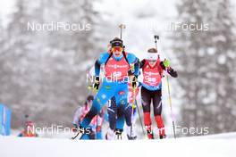 13.12.2020, Hochfilzen, Austria (AUT): Justine Braisaz-Bouchet (FRA), Emma Lunder (CAN), (l-r) -  IBU World Cup Biathlon, pursuit women, Hochfilzen (AUT). www.nordicfocus.com. © Manzoni/NordicFocus. Every downloaded picture is fee-liable.