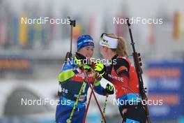 13.12.2020, Hochfilzen, Austria (AUT): Dzinara Alimbekava (BLR), Marte Olsbu Roeiseland (NOR), (l-r) -  IBU World Cup Biathlon, pursuit women, Hochfilzen (AUT). www.nordicfocus.com. © Manzoni/NordicFocus. Every downloaded picture is fee-liable.