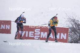 13.12.2020, Hochfilzen, Austria (AUT): Simon Eder (AUT), Roman Rees (GER), (l-r) -  IBU World Cup Biathlon, relay men, Hochfilzen (AUT). www.nordicfocus.com. © Manzoni/NordicFocus. Every downloaded picture is fee-liable.