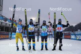 13.12.2020, Hochfilzen, Austria (AUT): Sebastian Samuelsson (SWE), Martin Ponsiluoma (SWE), Jesper Nelin (SWE), Peppe Femling (SWE), (l-r) -  IBU World Cup Biathlon, relay men, Hochfilzen (AUT). www.nordicfocus.com. © Manzoni/NordicFocus. Every downloaded picture is fee-liable.