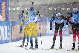 13.12.2020, Hochfilzen, Austria (AUT): Sebastian Samuelsson (SWE), Tarjei Boe (NOR), Johannes Thingnes Boe (NOR), (l-r) -  IBU World Cup Biathlon, relay men, Hochfilzen (AUT). www.nordicfocus.com. © Manzoni/NordicFocus. Every downloaded picture is fee-liable.