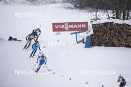 13.12.2020, Hochfilzen, Austria (AUT): Sturla Holm Laegreid (NOR), Peppe Femling (SWE), Antonin Guigonnat (FRA), Tuomas Harjula (FIN), (l-r) -  IBU World Cup Biathlon, relay men, Hochfilzen (AUT). www.nordicfocus.com. © Manzoni/NordicFocus. Every downloaded picture is fee-liable.