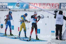 13.12.2020, Hochfilzen, Austria (AUT): Alexander Loginov (RUS), Sebastian Samuelsson (SWE), Johannes Thingnes Boe (NOR), (l-r) -  IBU World Cup Biathlon, relay men, Hochfilzen (AUT). www.nordicfocus.com. © Manzoni/NordicFocus. Every downloaded picture is fee-liable.