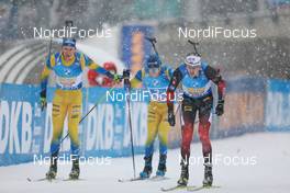 13.12.2020, Hochfilzen, Austria (AUT): Martin Ponsiluoma (SWE), Sebastian Samuelsson (SWE), Tarjei Boe (NOR), (l-r) -  IBU World Cup Biathlon, relay men, Hochfilzen (AUT). www.nordicfocus.com. © Manzoni/NordicFocus. Every downloaded picture is fee-liable.