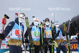 13.12.2020, Hochfilzen, Austria (AUT): Sturla Holm Laegreid (NOR), Johannes Dale (NOR), Tarjei Boe (NOR), Johannes Thingnes Boe (NOR), (l-r) -  IBU World Cup Biathlon, relay men, Hochfilzen (AUT). www.nordicfocus.com. © Manzoni/NordicFocus. Every downloaded picture is fee-liable.