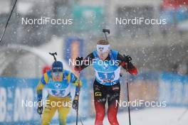 13.12.2020, Hochfilzen, Austria (AUT): Johannes Thingnes Boe (NOR), Sebastian Samuelsson (SWE), (l-r) -  IBU World Cup Biathlon, relay men, Hochfilzen (AUT). www.nordicfocus.com. © Manzoni/NordicFocus. Every downloaded picture is fee-liable.