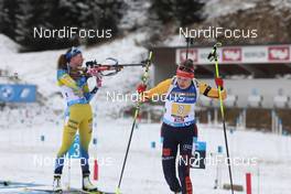 12.12.2020, Hochfilzen, Austria (AUT): Hanna Oeberg (SWE), Janina Hettich (GER), (l-r) -  IBU World Cup Biathlon, relay women, Hochfilzen (AUT). www.nordicfocus.com. © Manzoni/NordicFocus. Every downloaded picture is fee-liable.