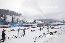 10.12.2020, Hochfilzen, Austria (AUT): Feature: Track atmosphere overview over the inrun of the biathlon venue of Hochfilzen with different technicians -  IBU World Cup Biathlon, training, Hochfilzen (AUT). www.nordicfocus.com. © Manzoni/NordicFocus. Every downloaded picture is fee-liable.