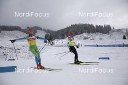 10.12.2020, Hochfilzen, Austria (AUT): Klemen Bauer (SLO), Jakov Fak (SLO), (l-r) -  IBU World Cup Biathlon, training, Hochfilzen (AUT). www.nordicfocus.com. © Manzoni/NordicFocus. Every downloaded picture is fee-liable.