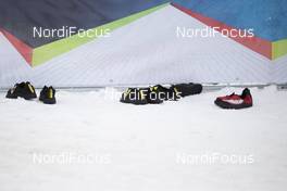 10.12.2020, Hochfilzen, Austria (AUT): Event Feature: boot safer lying on the snow -  IBU World Cup Biathlon, training, Hochfilzen (AUT). www.nordicfocus.com. © Manzoni/NordicFocus. Every downloaded picture is fee-liable.