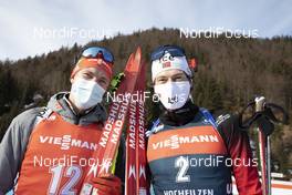20.12.2020, Hochfilzen, Austria (AUT): Benedikt Doll (GER), Sturla Holm Laegreid (NOR), (l-r) -  IBU World Cup Biathlon, mass men, Hochfilzen (AUT). www.nordicfocus.com. © Manzoni/NordicFocus. Every downloaded picture is fee-liable.