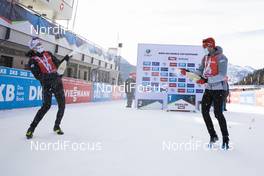 20.12.2020, Hochfilzen, Austria (AUT): Tarjei Boe (NOR), Arnd Peiffer (GER), (l-r) -  IBU World Cup Biathlon, mass men, Hochfilzen (AUT). www.nordicfocus.com. © Manzoni/NordicFocus. Every downloaded picture is fee-liable.