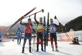 20.12.2020, Hochfilzen, Austria (AUT): Dorothea Wierer (ITA), Marte Olsbu Roeiseland (NOR), Tiril Eckhoff (NOR), (l-r) -  IBU World Cup Biathlon, mass women, Hochfilzen (AUT). www.nordicfocus.com. © Manzoni/NordicFocus. Every downloaded picture is fee-liable.
