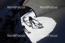 19.12.2020, Hochfilzen, Austria (AUT): Lukas Hofer (ITA), Julian Eberhard (AUT), Jakov Fak (SLO), (l-r) -  IBU World Cup Biathlon, pursuit men, Hochfilzen (AUT). www.nordicfocus.com. © Manzoni/NordicFocus. Every downloaded picture is fee-liable.