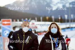 17.12.2020, Hochfilzen, Austria (AUT): Borut Nunar (SLO) IBU Race Director World Cup, Bettina Vecchi (SUI), EBU representant (l-r) -  IBU World Cup Biathlon, sprint men, Hochfilzen (AUT). www.nordicfocus.com. © Manzoni/NordicFocus. Every downloaded picture is fee-liable.