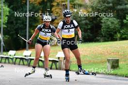 27.09.2020, Wiesbaden, Germany (GER): Lena Haecki (SUI), Julia Simon (FRA), (l-r) - City-Biathlon Wiesbaden - Wiesbaden (GER). www.nordicfocus.com. © Reichert/NordicFocus. Every downloaded picture is fee-liable.