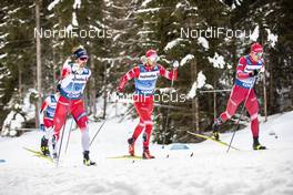 01.01.2020, Toblach, Italy (ITA): Hans Christer Holund (NOR), Artem Maltsev (RUS), Andrey Melnichenko (RUS), (l-r)  - FIS world cup cross-country, tour de ski, pursuit men, Toblach (ITA). www.nordicfocus.com. © Modica/NordicFocus. Every downloaded picture is fee-liable.