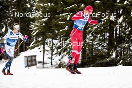 01.01.2020, Toblach, Italy (ITA): Alexander Bolshunov (RUS), Calle Halfvarsson (SWE), (l-r)  - FIS world cup cross-country, tour de ski, pursuit men, Toblach (ITA). www.nordicfocus.com. © Modica/NordicFocus. Every downloaded picture is fee-liable.