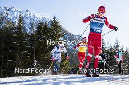 01.01.2020, Toblach, Italy (ITA): Alexander Bolshunov (RUS), Sergey Ustiugov (RUS), Calle Halfvarsson (SWE), (l-r)  - FIS world cup cross-country, tour de ski, pursuit men, Toblach (ITA). www.nordicfocus.com. © Modica/NordicFocus. Every downloaded picture is fee-liable.