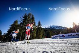 01.01.2020, Toblach, Italy (ITA): Heidi Weng (NOR), Ebba Andersson (SWE), (l-r)  - FIS world cup cross-country, tour de ski, pursuit women, Toblach (ITA). www.nordicfocus.com. © Modica/NordicFocus. Every downloaded picture is fee-liable.