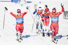 01.01.2020, Toblach, Italy (ITA): Natalia Nepryaeva (RUS), Heidi Weng (NOR), Astrid Uhrenholdt Jacobsen (NOR), Ebba Andersson (SWE), (l-r)  - FIS world cup cross-country, tour de ski, pursuit women, Toblach (ITA). www.nordicfocus.com. © Modica/NordicFocus. Every downloaded picture is fee-liable.
