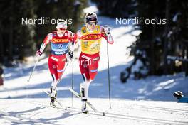 01.01.2020, Toblach, Italy (ITA): Ingvild Flugstad Oestberg (NOR), Therese Johaug (NOR), (l-r)  - FIS world cup cross-country, tour de ski, pursuit women, Toblach (ITA). www.nordicfocus.com. © Modica/NordicFocus. Every downloaded picture is fee-liable.