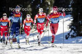 01.01.2020, Toblach, Italy (ITA): Kerttu Niskanen (FIN), Yana Kirpichenko (RUS), Anne Kjersti Kalvaa (NOR), (l-r)  - FIS world cup cross-country, tour de ski, pursuit women, Toblach (ITA). www.nordicfocus.com. © Modica/NordicFocus. Every downloaded picture is fee-liable.