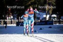 01.01.2020, Toblach, Italy (ITA): Jessica Diggins (USA), Sadie Maubet Bjornsen (USA), (l-r)  - FIS world cup cross-country, tour de ski, pursuit women, Toblach (ITA). www.nordicfocus.com. © Modica/NordicFocus. Every downloaded picture is fee-liable.