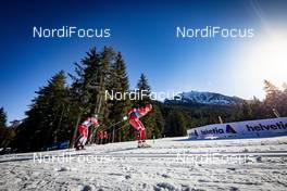 01.01.2020, Toblach, Italy (ITA): Astrid Uhrenholdt Jacobsen (NOR), Natalia Nepryaeva (RUS), (l-r)  - FIS world cup cross-country, tour de ski, pursuit women, Toblach (ITA). www.nordicfocus.com. © Modica/NordicFocus. Every downloaded picture is fee-liable.