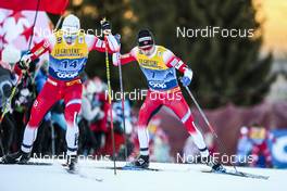 05.01.2020, Val di Fiemme, Italy (ITA): Simen Hegstad Krueger (NOR), Sjur Roethe (NOR), (l-r)  - FIS world cup cross-country, tour de ski, final climb men, Val di Fiemme (ITA). www.nordicfocus.com. © Becchis/NordicFocus. Every downloaded picture is fee-liable.